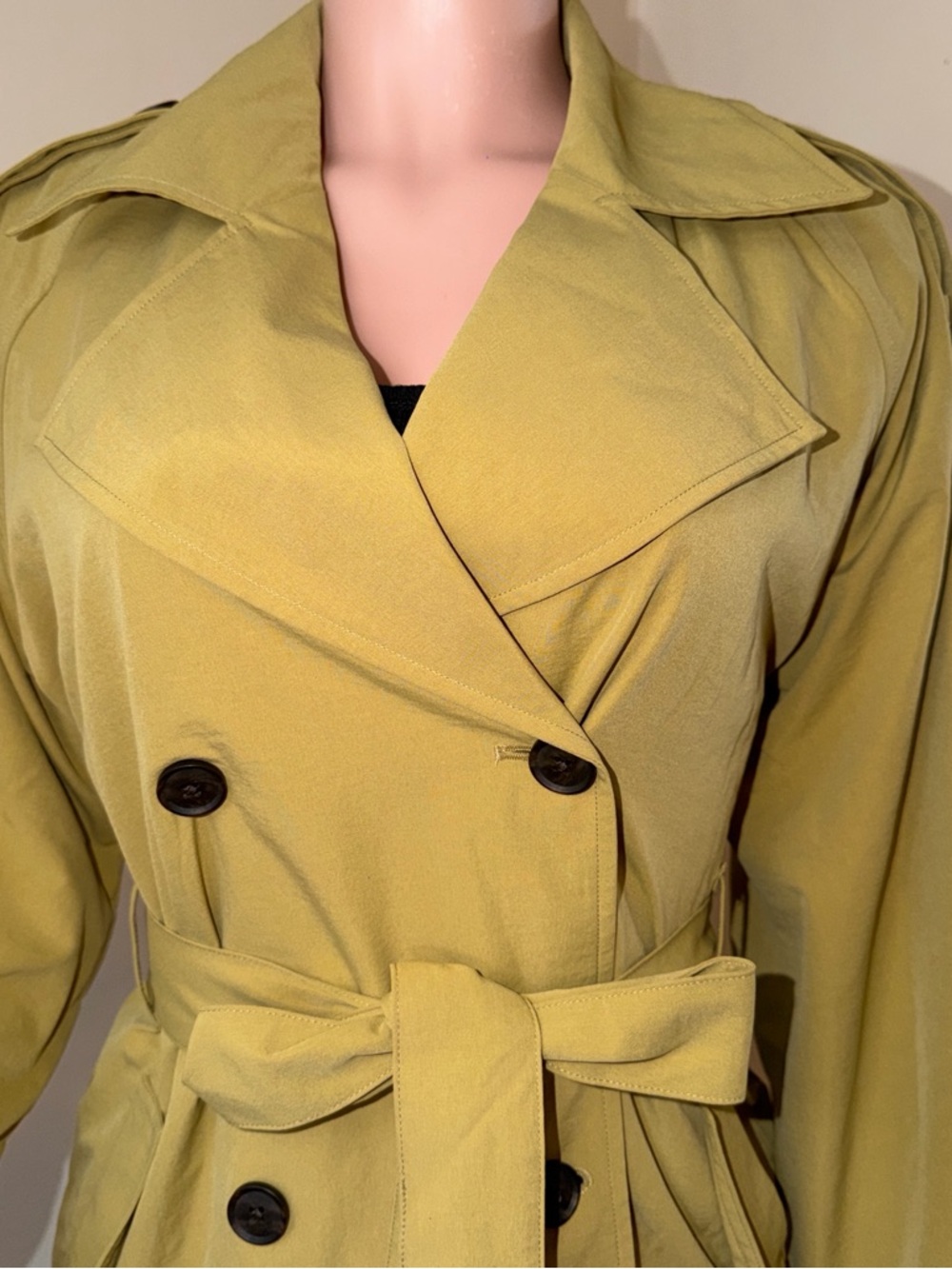 a new day Olive Green Double-Breasted Trench Coat - Picture 3 of 7